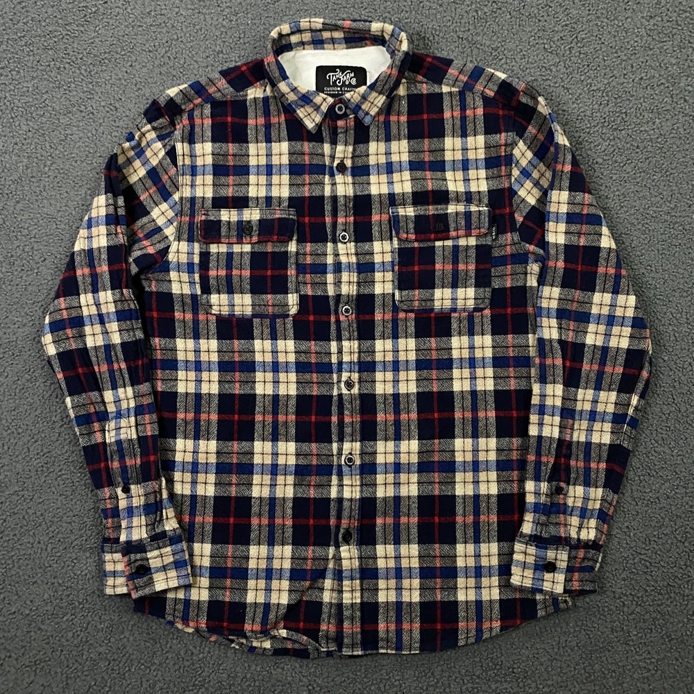 Tank Farm & Co Set of 2 Shirts Mens Medium Slim Flannel Button Up Plaid Cotton - Picture 2 of 11